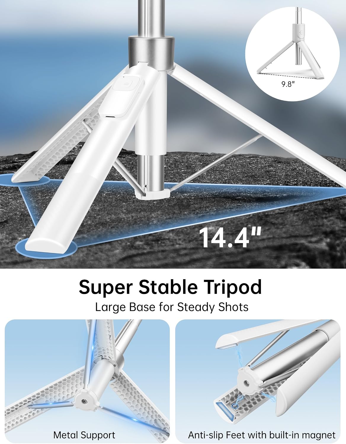 70" Magnetic Tripod for iPhone Magsafe, Extendable Selfie Stick Tripod