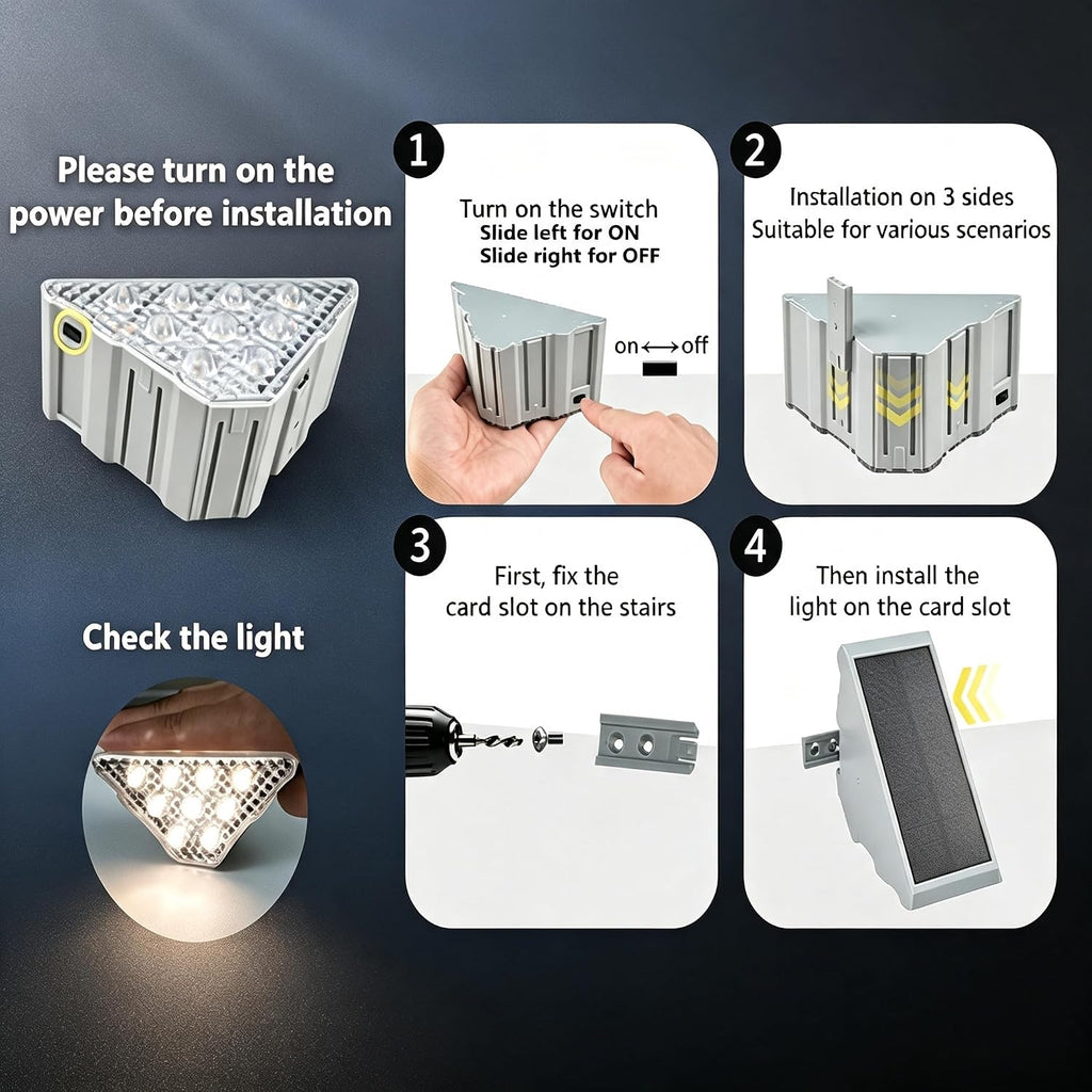 Solar Stair Lights 6 Pack,Solar Step Lights IP68 Waterproof Warm White
