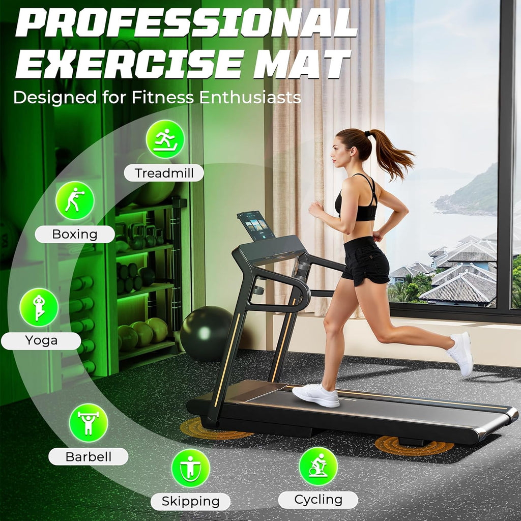PRAISUN 0.56" Rubber Top Gym Flooring, Heavy Duty Gym Mats for Home Gym