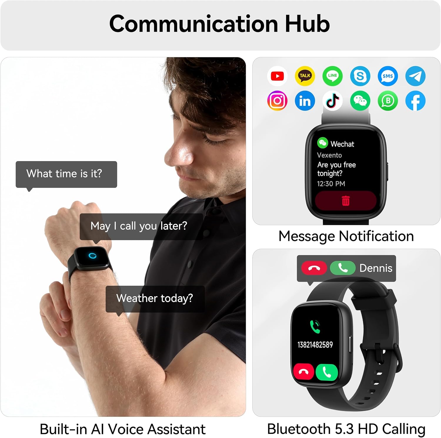 Smart Watch with Alexa Built-in, 1.83" HD Bluetooth Calling Fitness Tracker