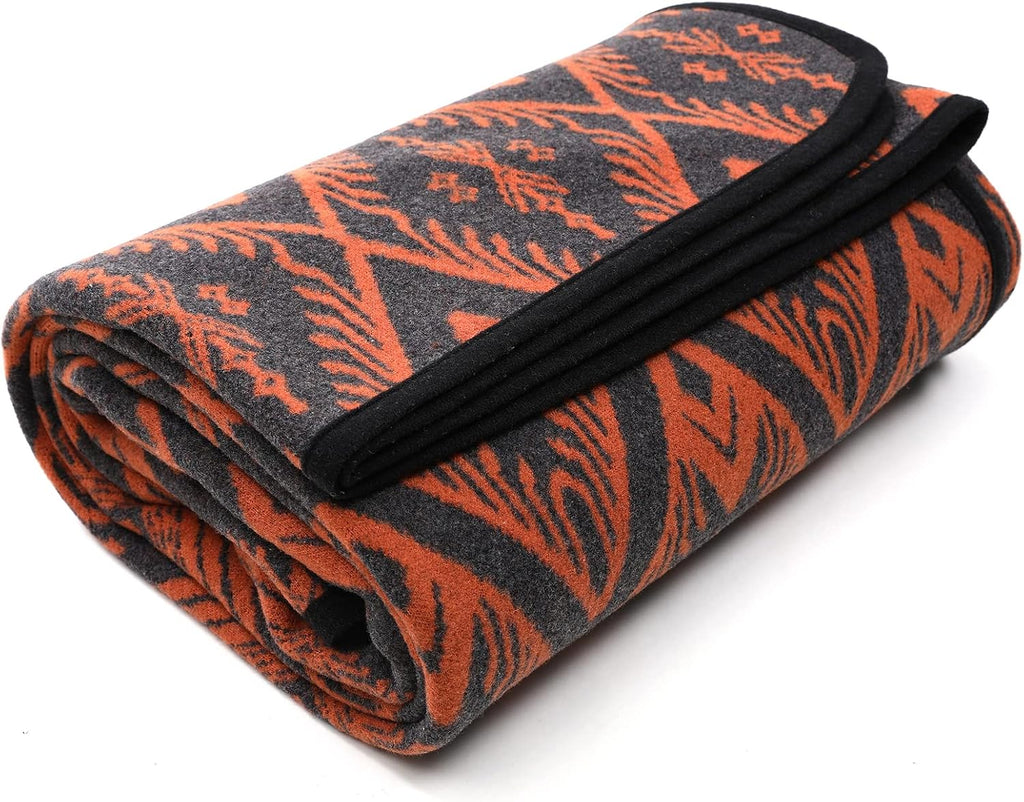 PuTian Merino Wool Blanket for Camping, 87" x 63",Kaki Flame