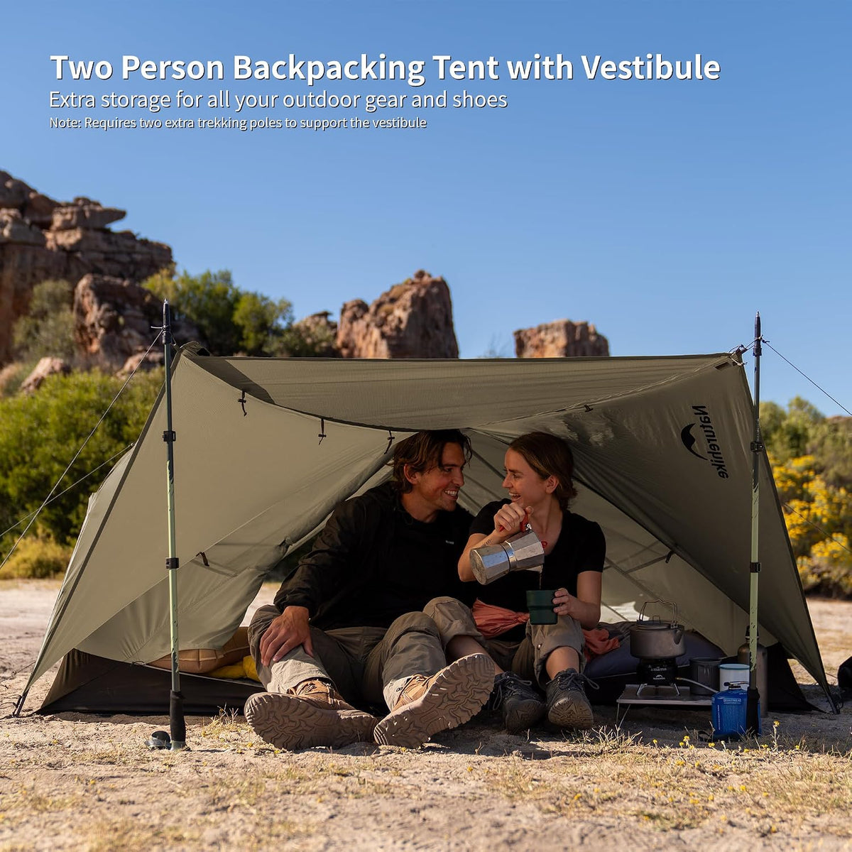 Naturehike Mongar Upgraded 1/2/3 Person Backpacking Tent,Waterproof Lightweight Camping Tent with Footprint