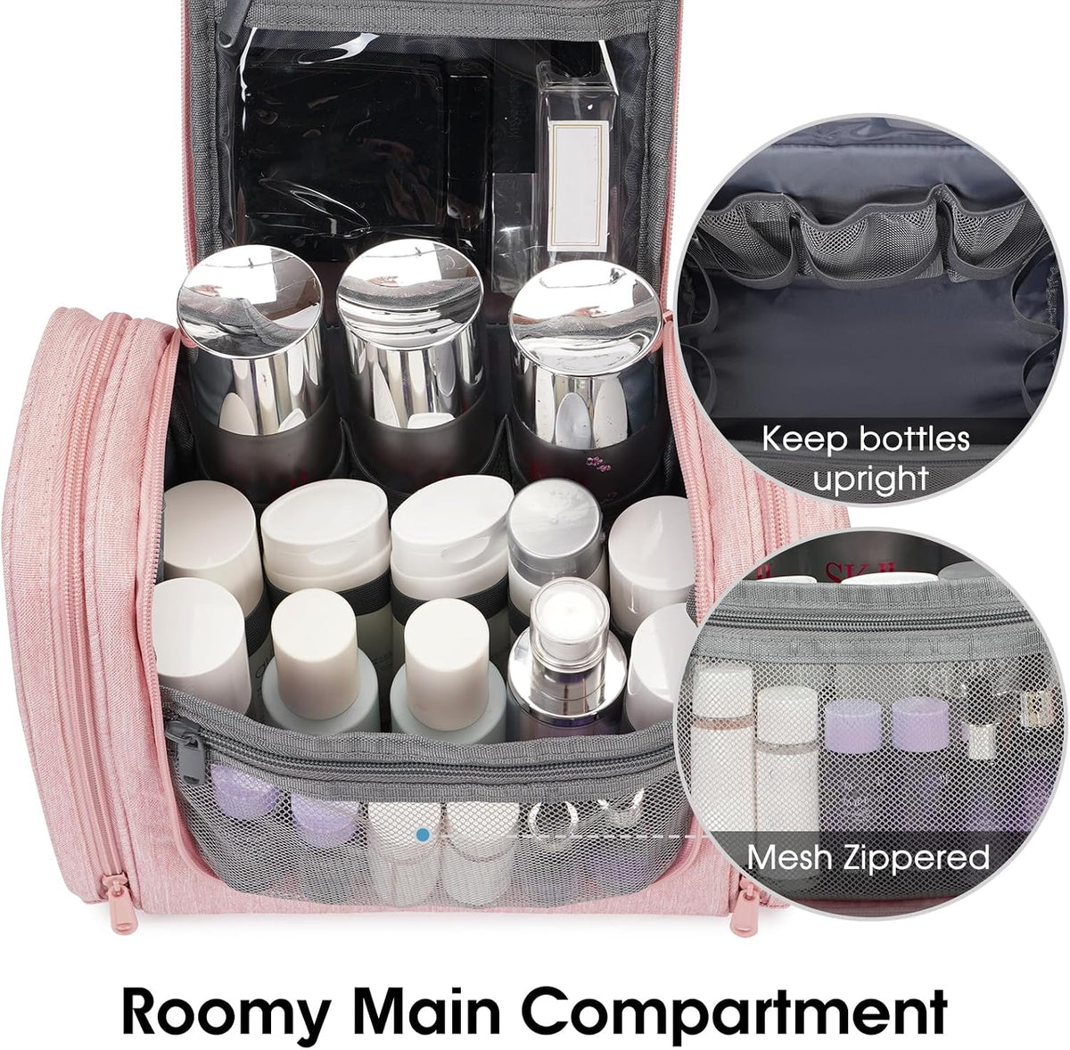 Narwey Hanging Toiletry Bag for Women Travel Makeup Bag Organizer Toiletries Bag for Cosmetics Essentials Accessories