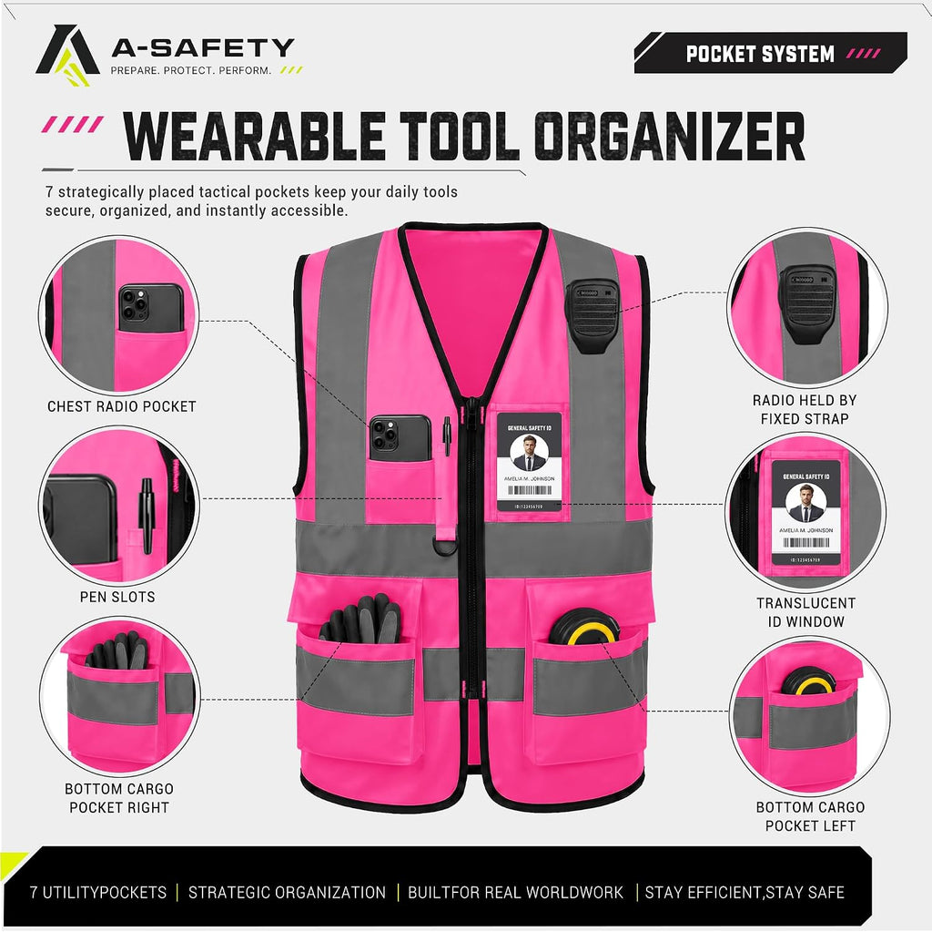 A-SAFETY High Visibility Reflective Safety Vest Customize Logo (XS-8XL)