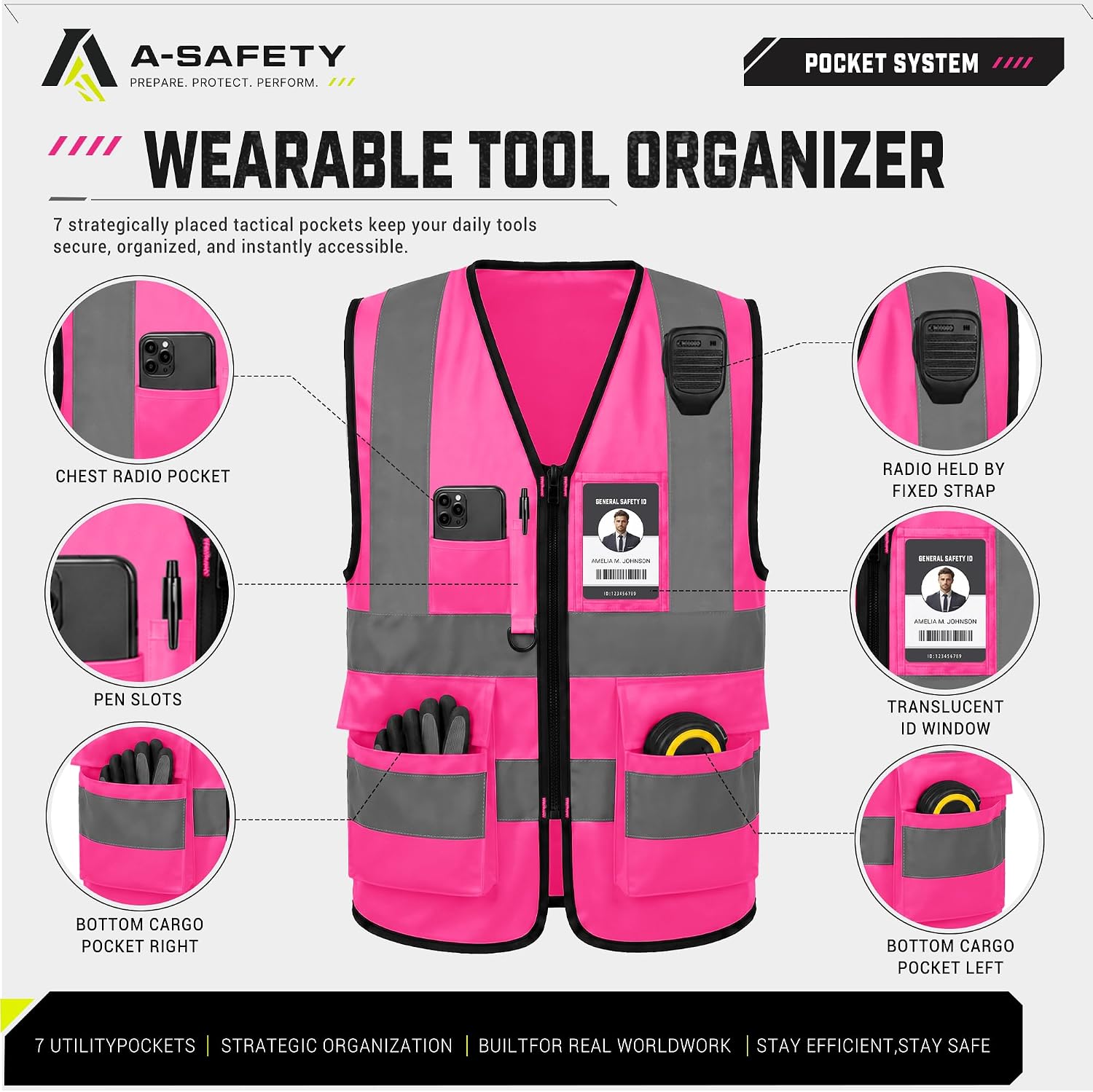 A-SAFETY High Visibility Reflective Safety Vest Customize Logo (XS-8XL)