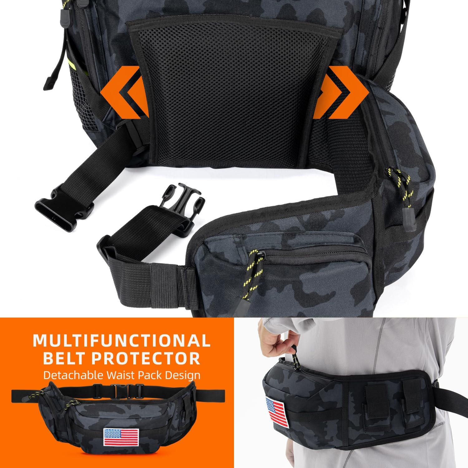 Ghosthorn 43L Fishing Tackle Backpack with 4 Tackle Boxes & Rod Holder