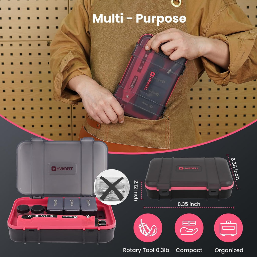 HARDELL Mini Cordless Rotary Tool, 4V 129pcs Rechargeable Rotary Tool Kit
