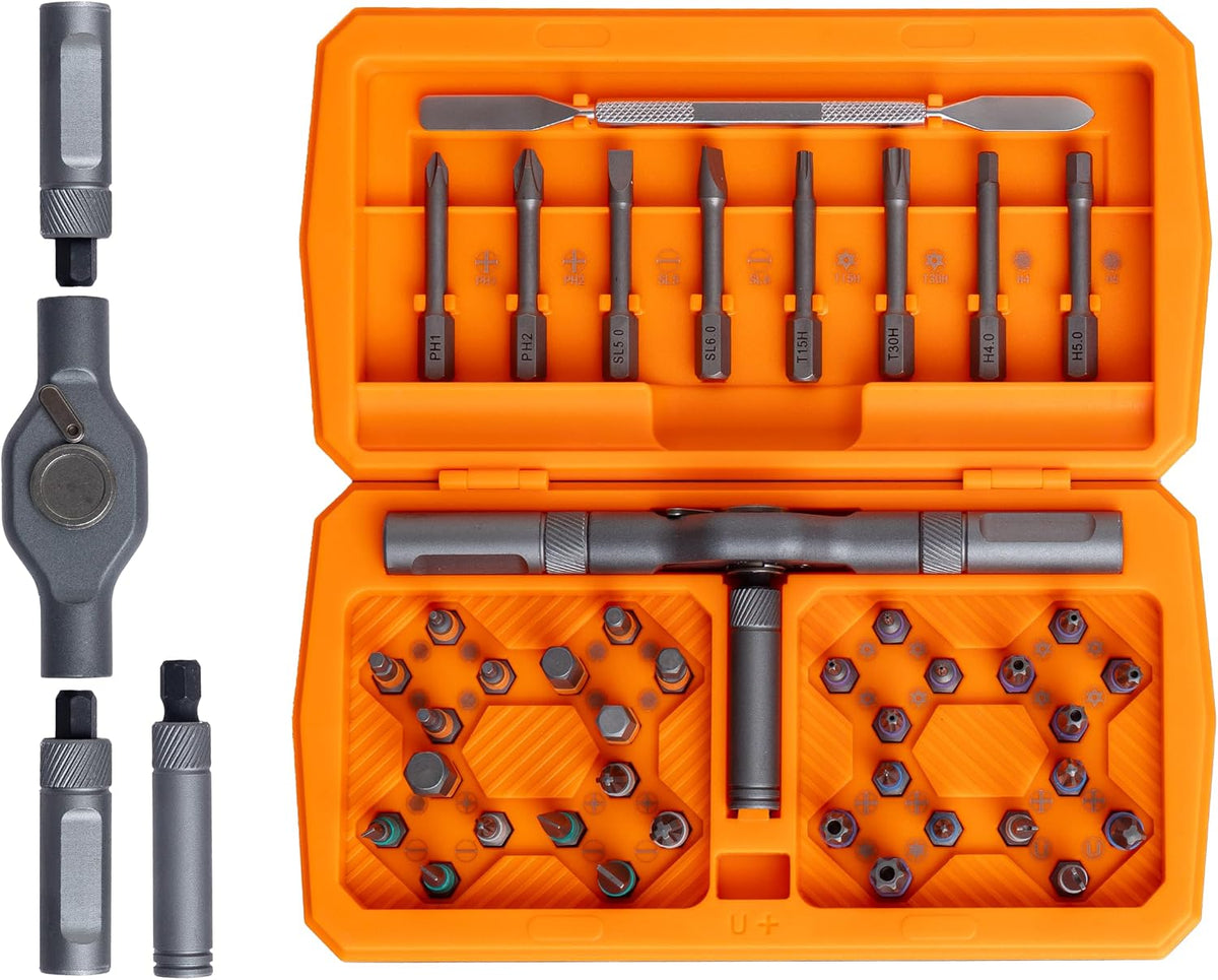 ANVANNA 42 in 1 Magnetic Screwdriver, Screwdriver Set, Multi Bit Ratcheting Screwdriver Set with Storage Case Repair Tool Kit for Computer, Eyeglass, Bicycles, Watch, Ring Doorbell, Furniture and DIY