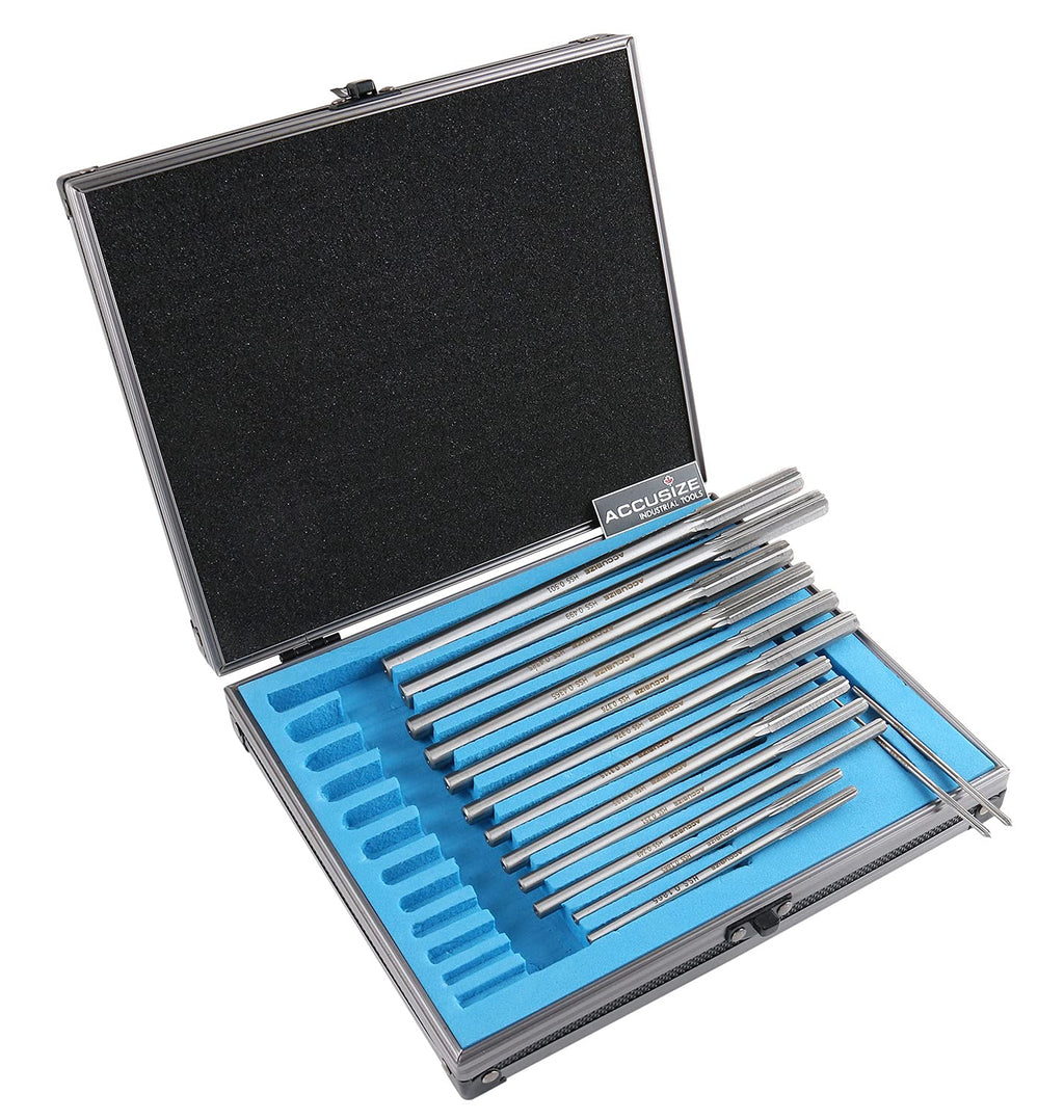 Accusize Industrial Tools Chucking Reamer Set, 0.1240" to 0.5010", 14 Pc