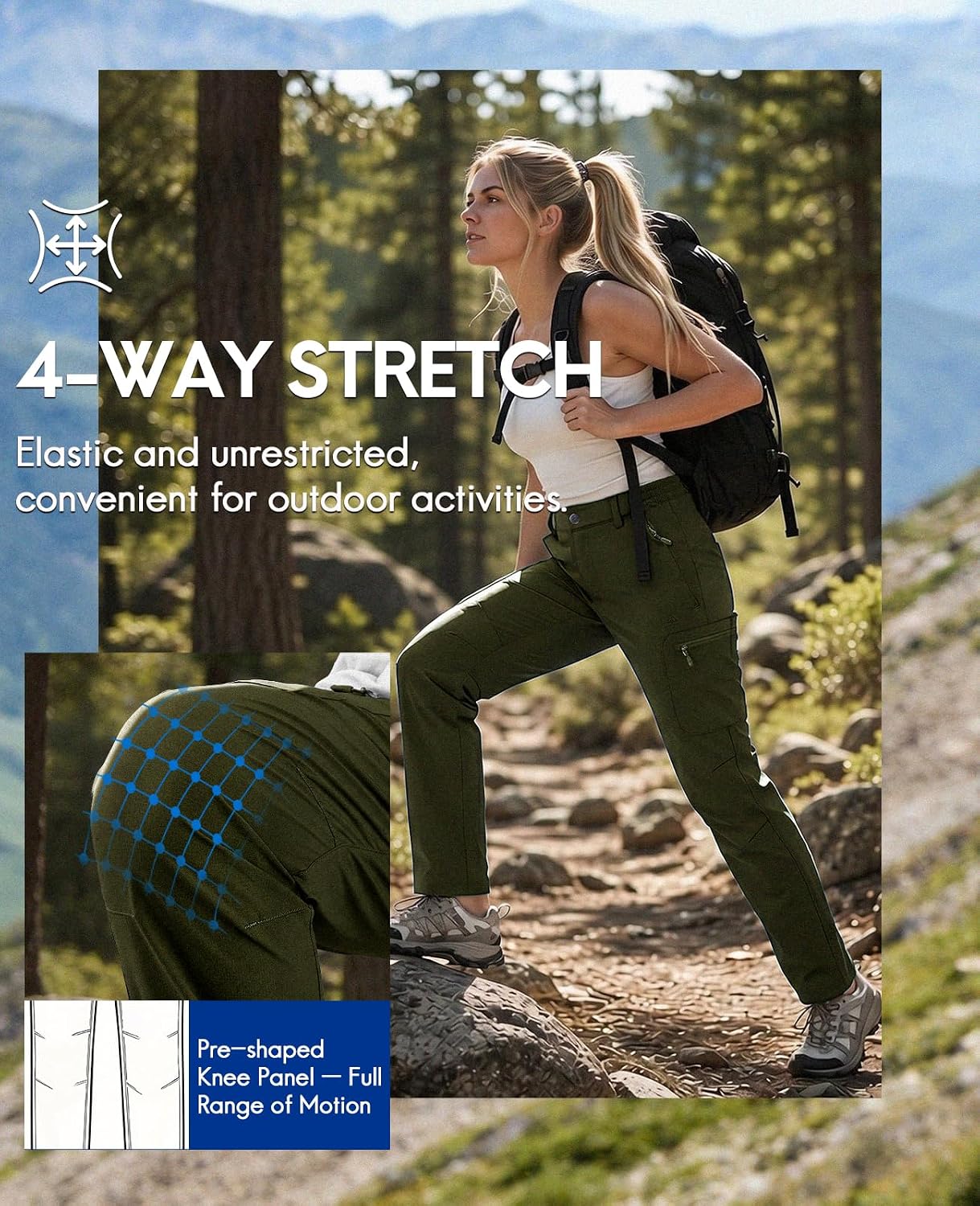 Haimont Women's Lightweight Hiking Cargo Pants with Zip Pockets