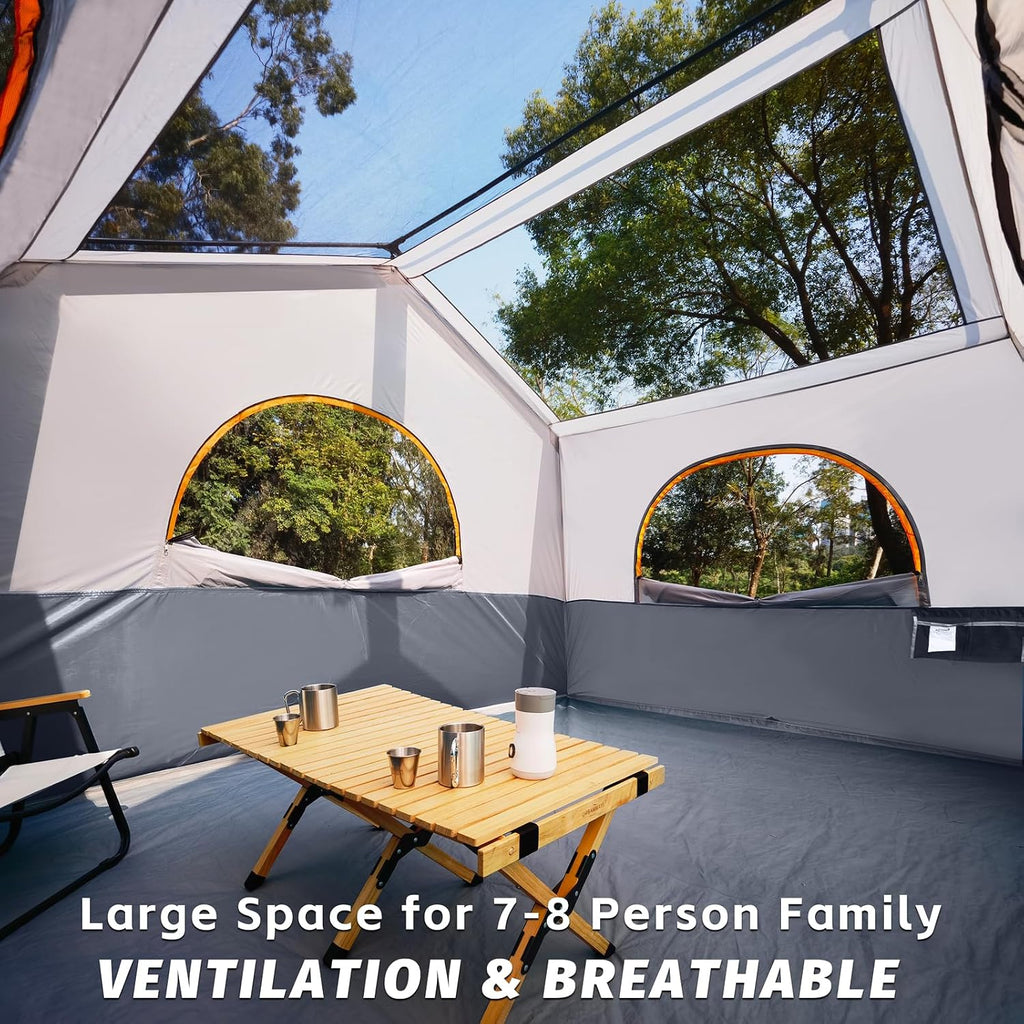 HIKERGARDEN 6-8 Person Tent for Camping Family Outdoor Cabin Tent