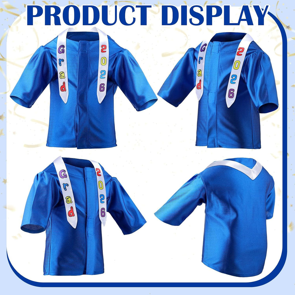 Chicingyou Small Dog Graduation Cap and Gown 2026 with Stole Washable Shirt and Hat Pet Graduation Gown Costume Outfit for Tiny Dog Little Cat Doll Clothes Holiday Halloween Costume Accessory(Blue)