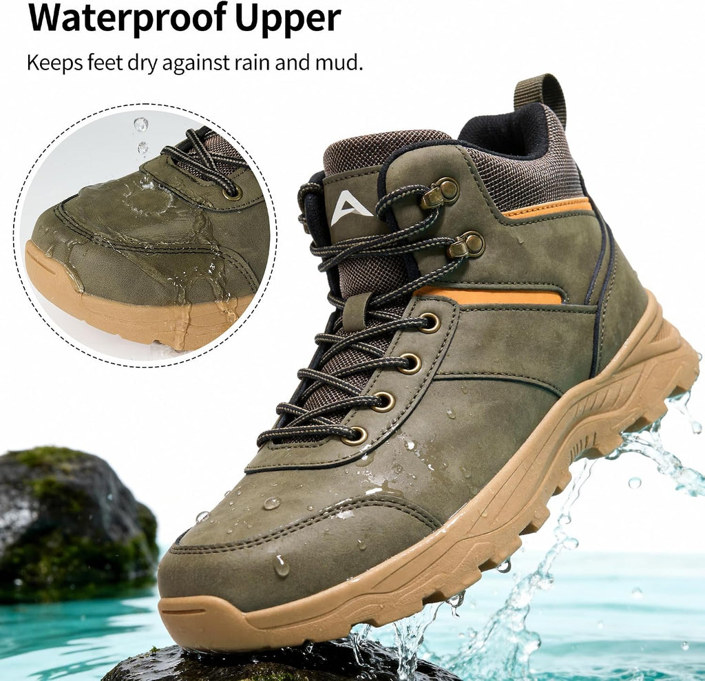 HARENCE Men's Waterproof Hiking Boots Lightweight Slip-Resistant Ankle Support for Trekking Walking