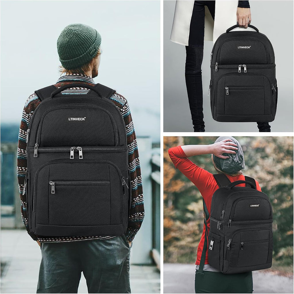 Cooler Backpack,Insulated Backpack Cooler Leakproof Double Deck Cooler Bag for Men Women RFID Lunch Backpack