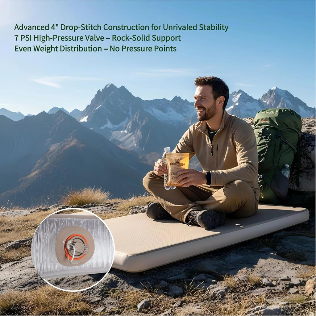 Freein Camping Sleeping Pad Drop Stitch, Double 76" x 51"x4"