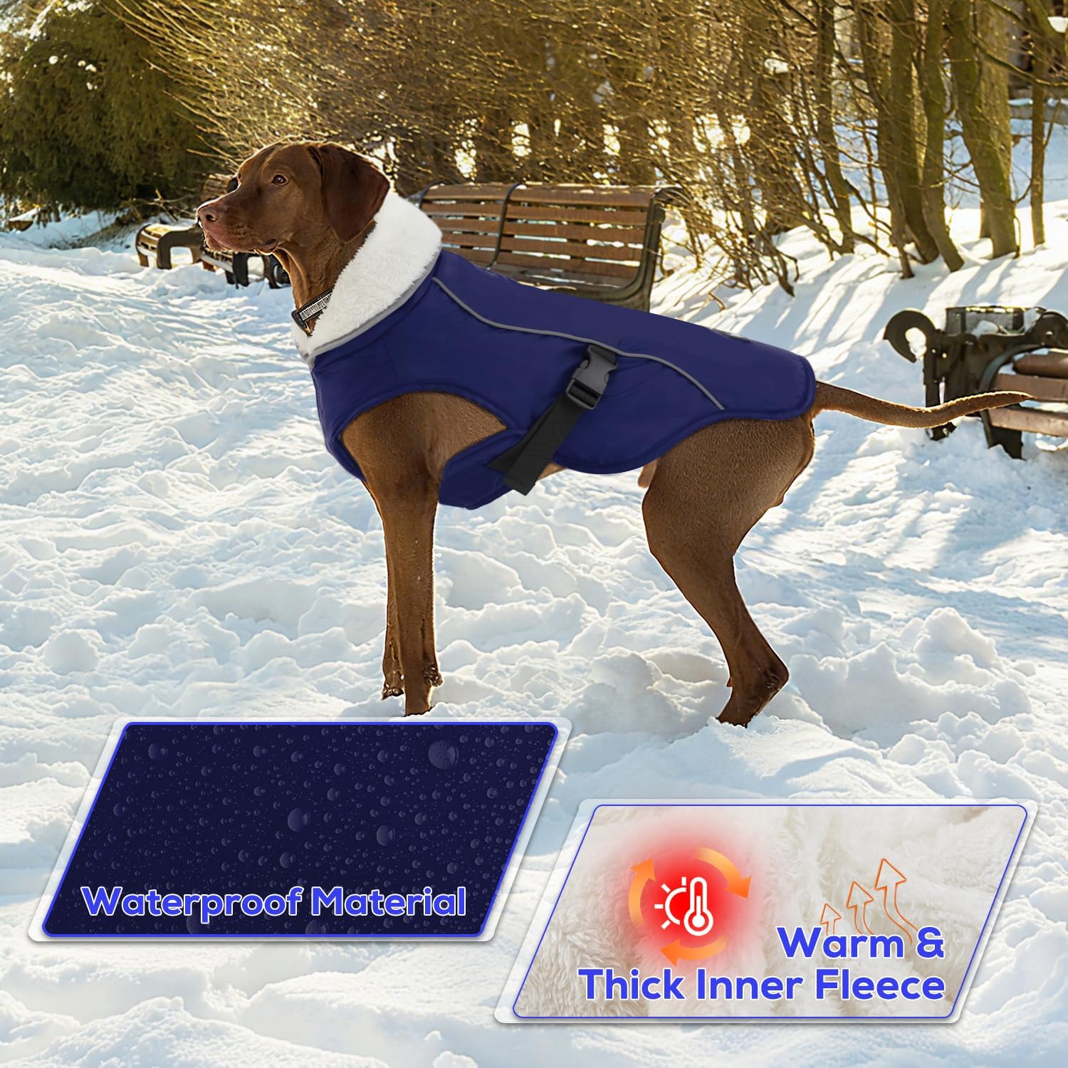 EMUST Dog Winter Coat, Waterproof Fleece Dog Jacket Winter for Small Dogs