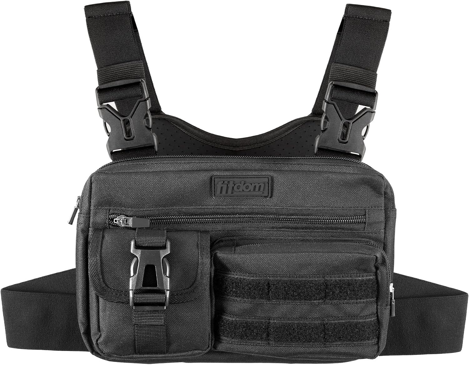 Fitdom Running Chest Pack for Men, Tactical Sports Utility Bag with Pockets