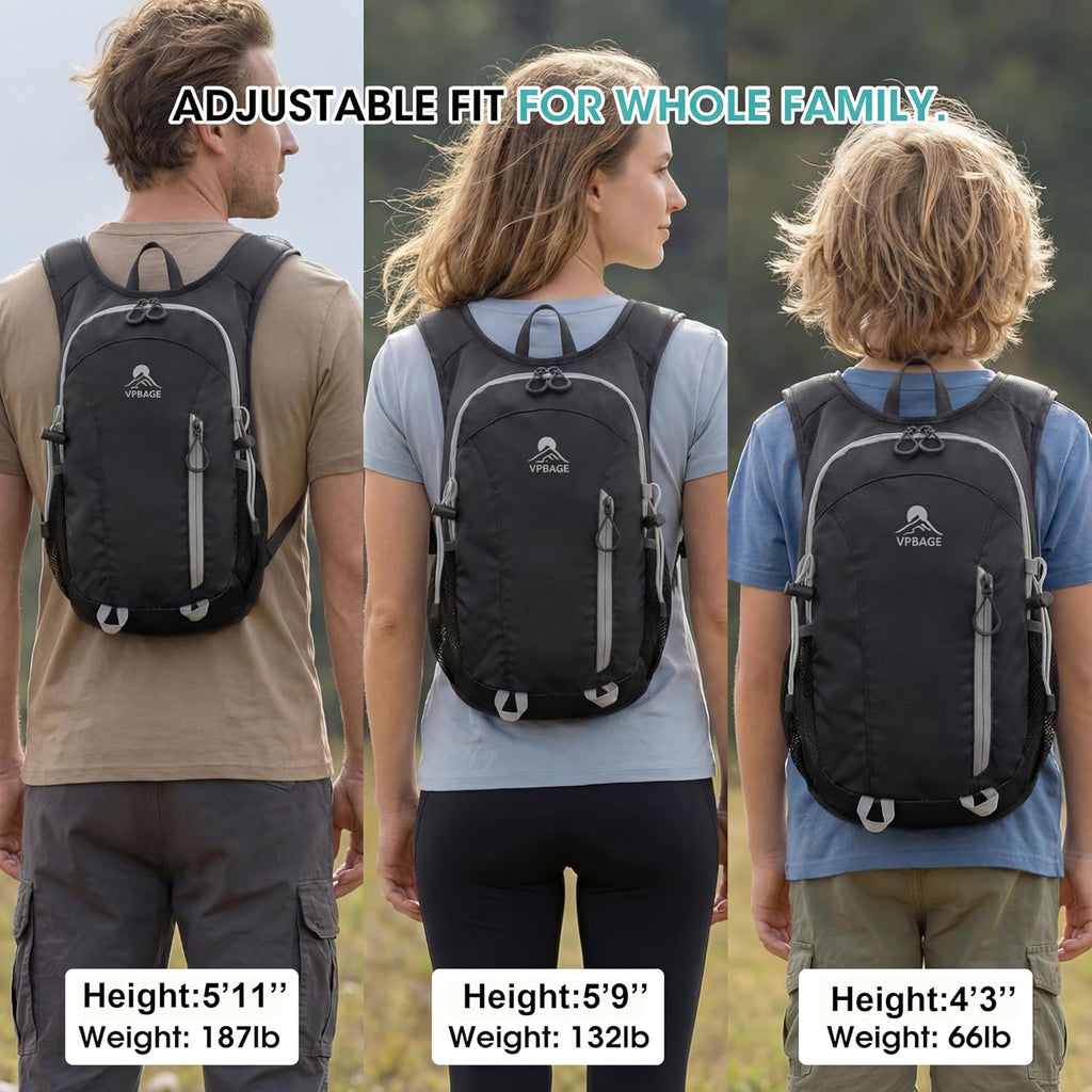 Foldable Small Hiking Backpack with 3 Strap Pockets – Lightweight 300D Spill-proof Daypack for Men Women – Packable Small Travel Backpack with Chest Strap & Trekking Pole Holder – Durable Outdoor Bag