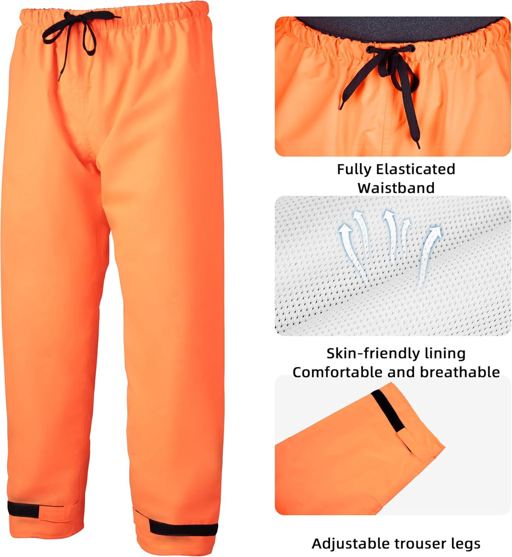 Coralrain Rain Suit Safety Waterproof Rain Jacket and Trouser Suit Raincoat With Hood lining For Men Women Adults Breathable