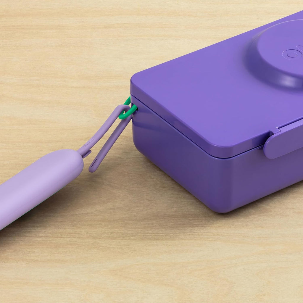 Omie OmieBox Travel Fork & Spoon Set with Case, Purple