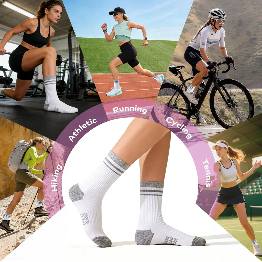 Gonii Women Athletic Cushioned Crew Socks 5 Pairs