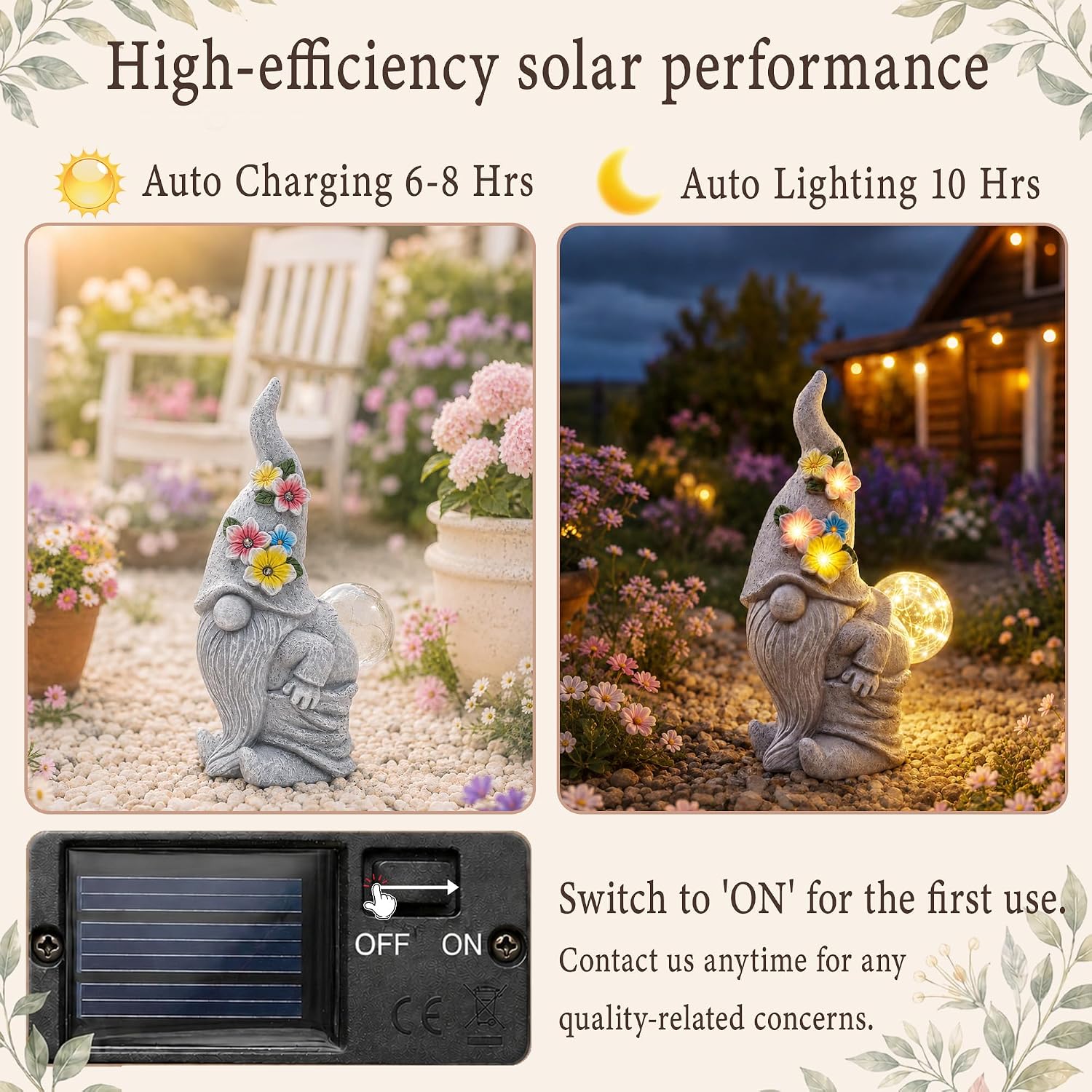 Solar Funny Garden Gnome Statue: Outdoor Lights Decorations