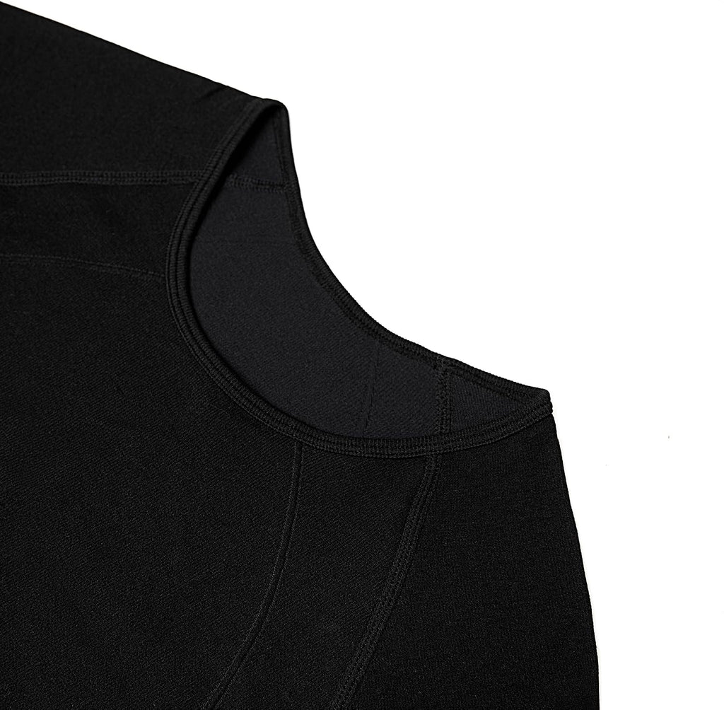 E4M Men’s Thermals Top and Bottom Set - Men’s Long Johns with Ski Mask, Black
