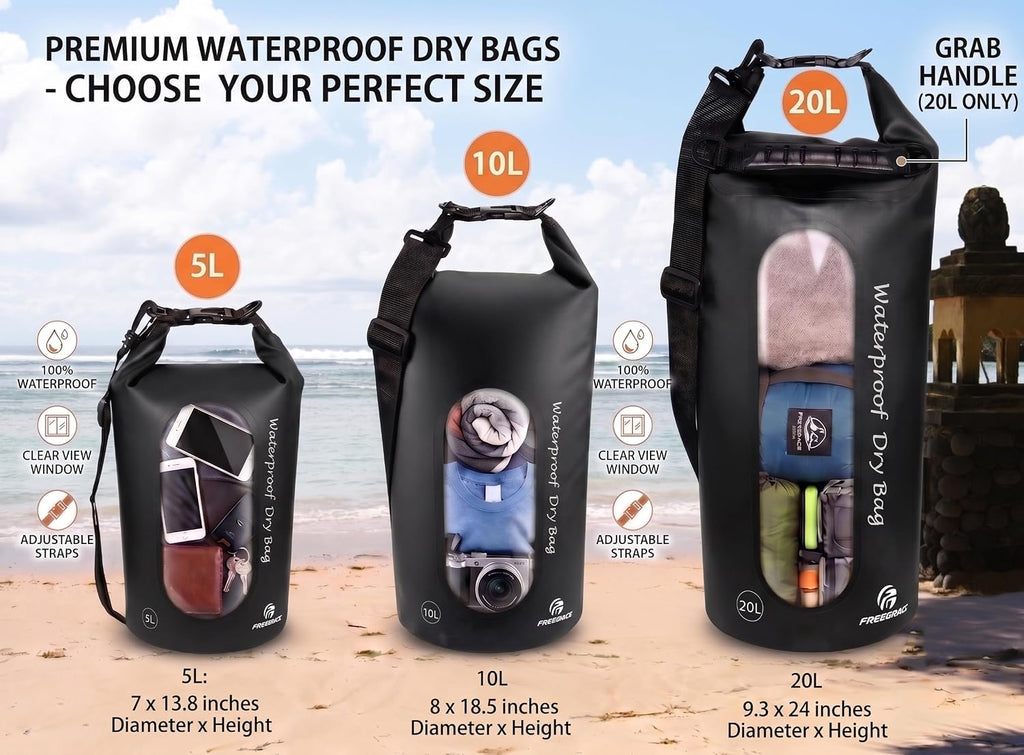 Freegrace Waterproof Dry Bag with Double Zip-Lock, Fanny Pack & Phone Case