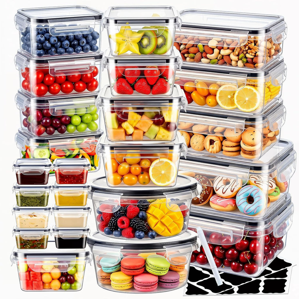 48 Pcs Reusable plastic food storage containers with lids
