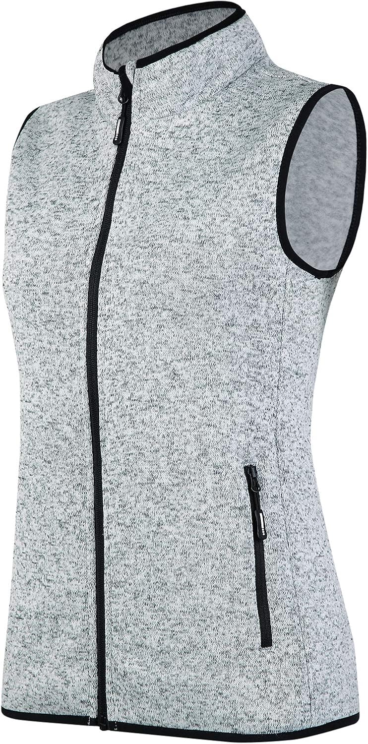 Zip Up Womens Vest with Zipper Pockets Sweater Fleece Vest
