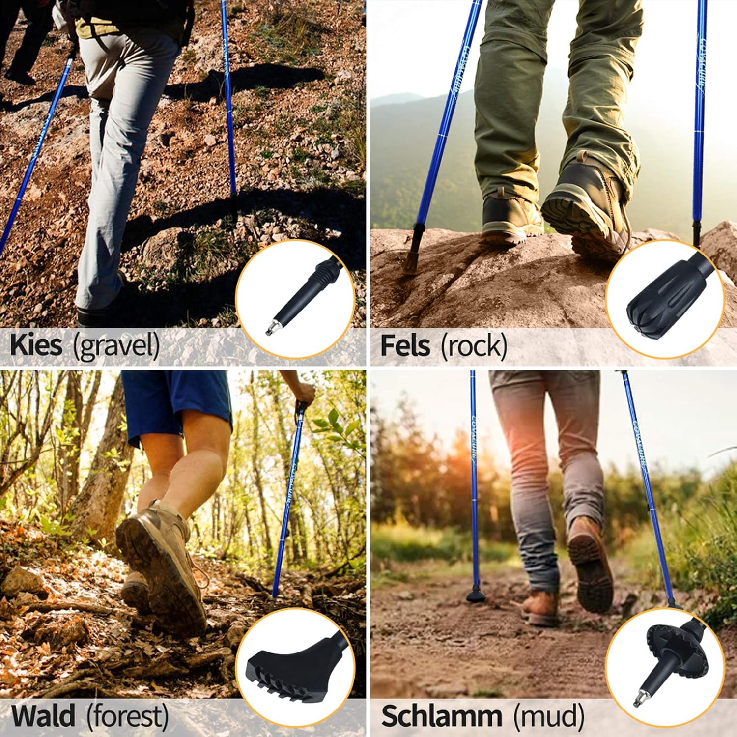 Covacure Hiking Poles Collapsible Lightweight-Aluminum 7075 Trekking Poles