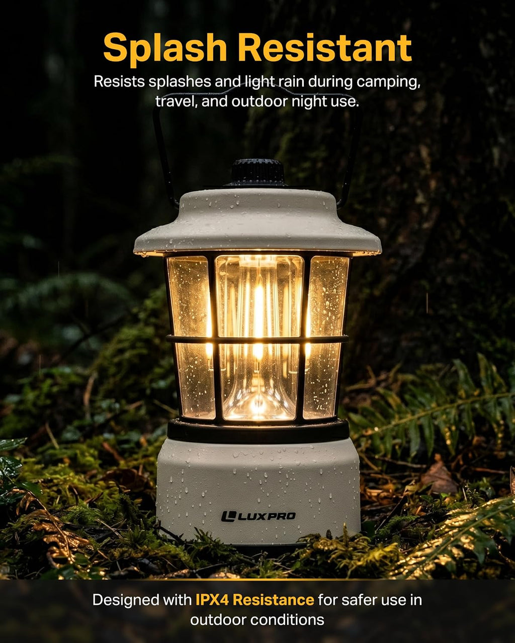 LUXPRO Retro Outdoor Lantern, Battery Lamp Camping Lantern LED Light, Beige