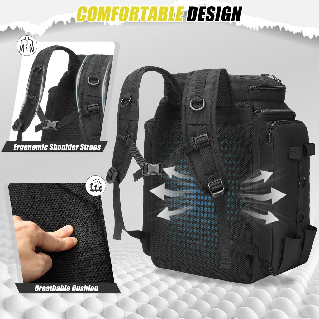 HAMBOLY 45L Fishing Backpack with Rod Holders & Built-in Foldable Divider