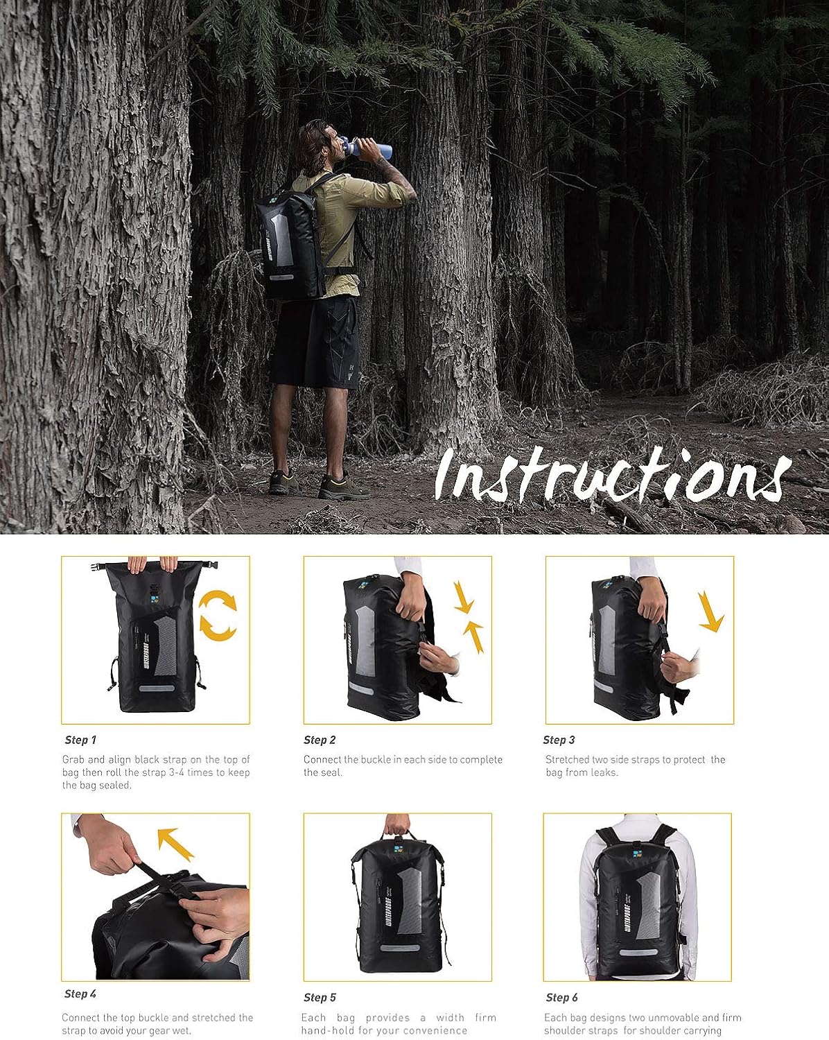 IDRYBAG Waterproof Backpack for Men 20L/30L/40L, Floating Dry Bag Kayak, Dry Backpack Hiking