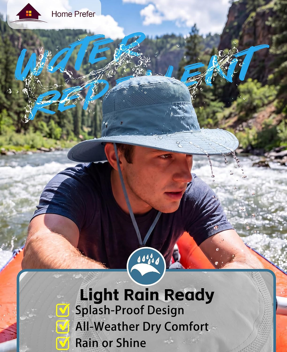 Home Prefer UPF 50+ Men's Sun Hat Wide Brim Bucket Hat UV Protection Hat for Mens Womens Beach Safari Gardening Golf Fishing
