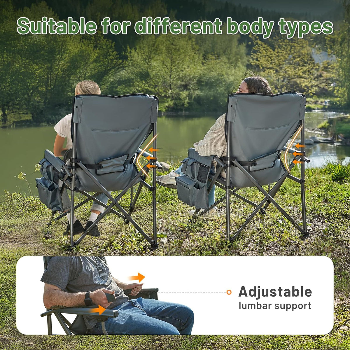 TIMBER RIDGE Oversized Camping Chair 500lbs Lumbar Support High Back