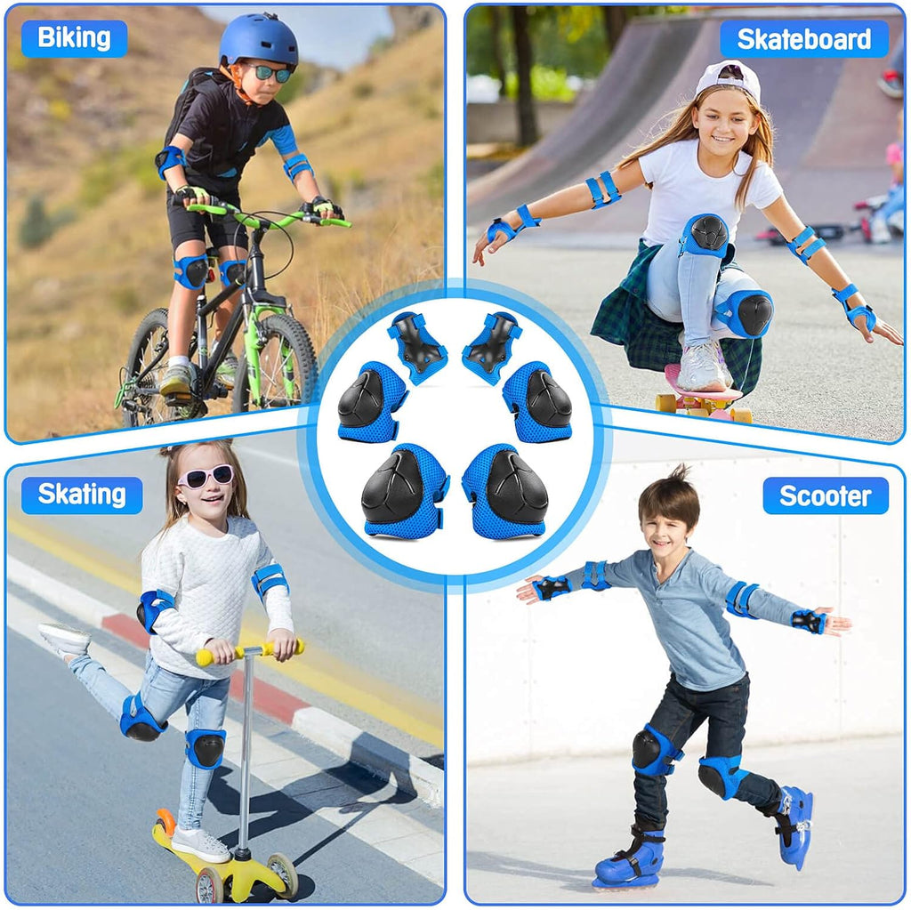 Wemfg Kids Protective Gear Set Knee Pads for Kids 3-14 Years Toddler Knee and Elbow Pads with Wrist Guards 3 in 1 for Skating Cycling Bike Rollerblading Scooter
