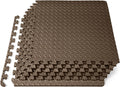 ProsourceFit Exercise Puzzle Mat 1/2-inch, EVA Interlocking Foam Floor Tiles for Home Gym, Workout Equipment, Kids Play Areas, Brown, 24 Sq Ft - 6 Tiles