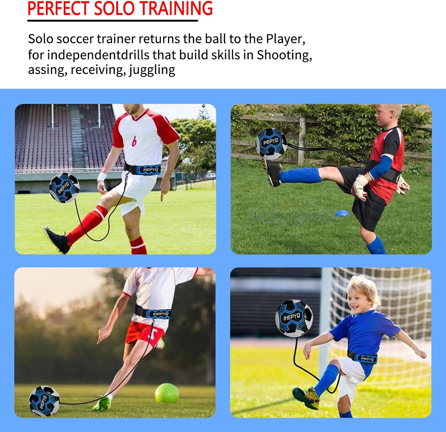IHEPYQ Soccer Agility Training Equipment Set, 12 Rung 20Ft Agility Ladder, 12 Disc Cones, 4 Steel Stakes, Solo Soccer Trainer, Jump Rope - Speed Training Equipment for Soccer Football Basketball