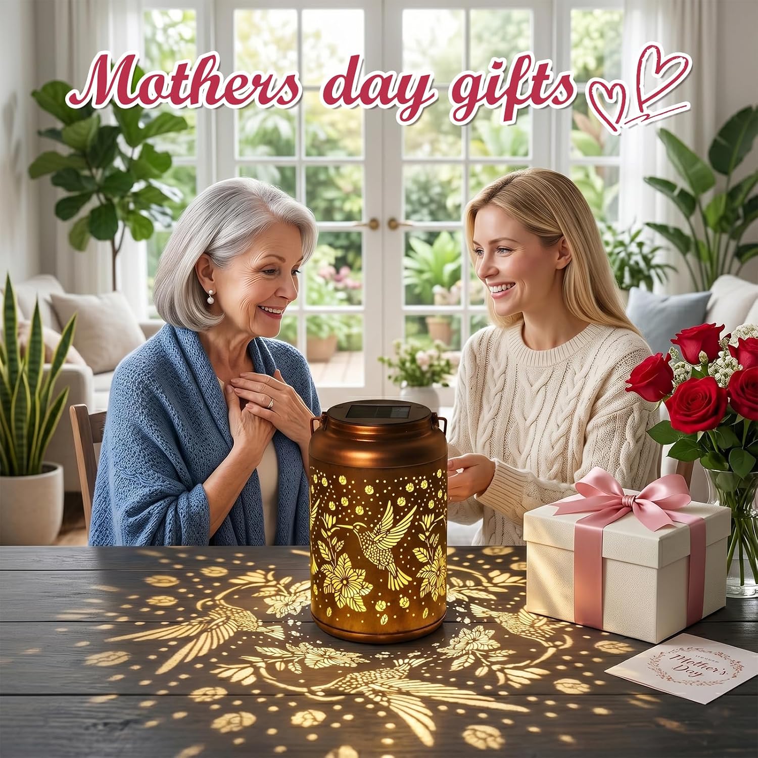 Cawalap Birthday Day Gifts for Women, Solar Lanterns Outdoor Waterproof