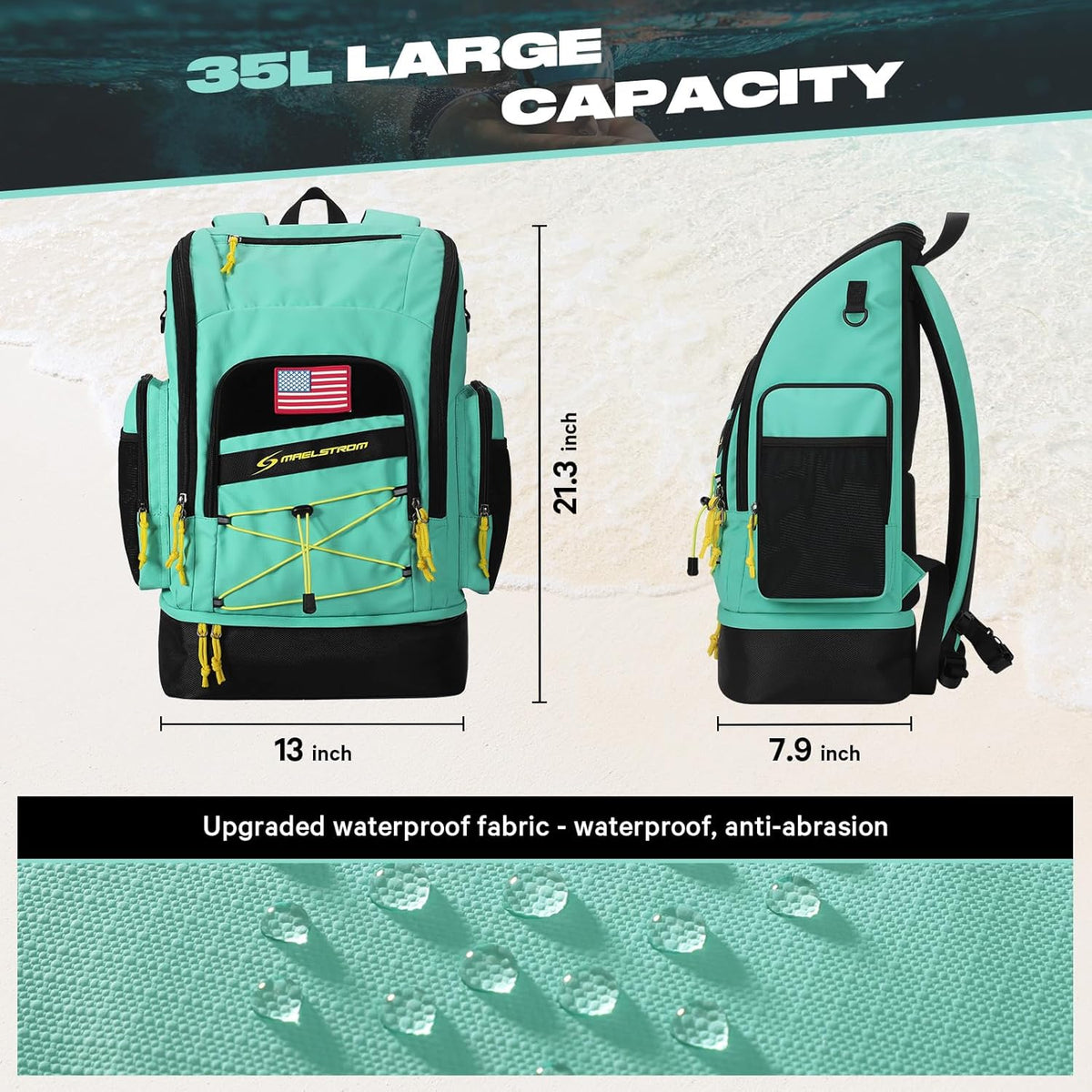 Maelstrom Waterproof Swim Backpack, Gear Sports Bag With Shoe Compartment
