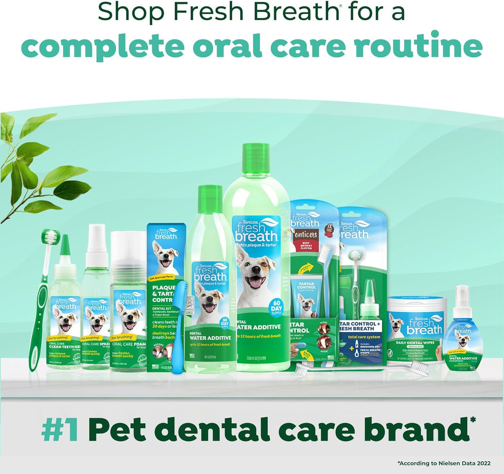 TropiClean Fresh Breath Dog Teeth Cleaning Dental Wipes, 50ct