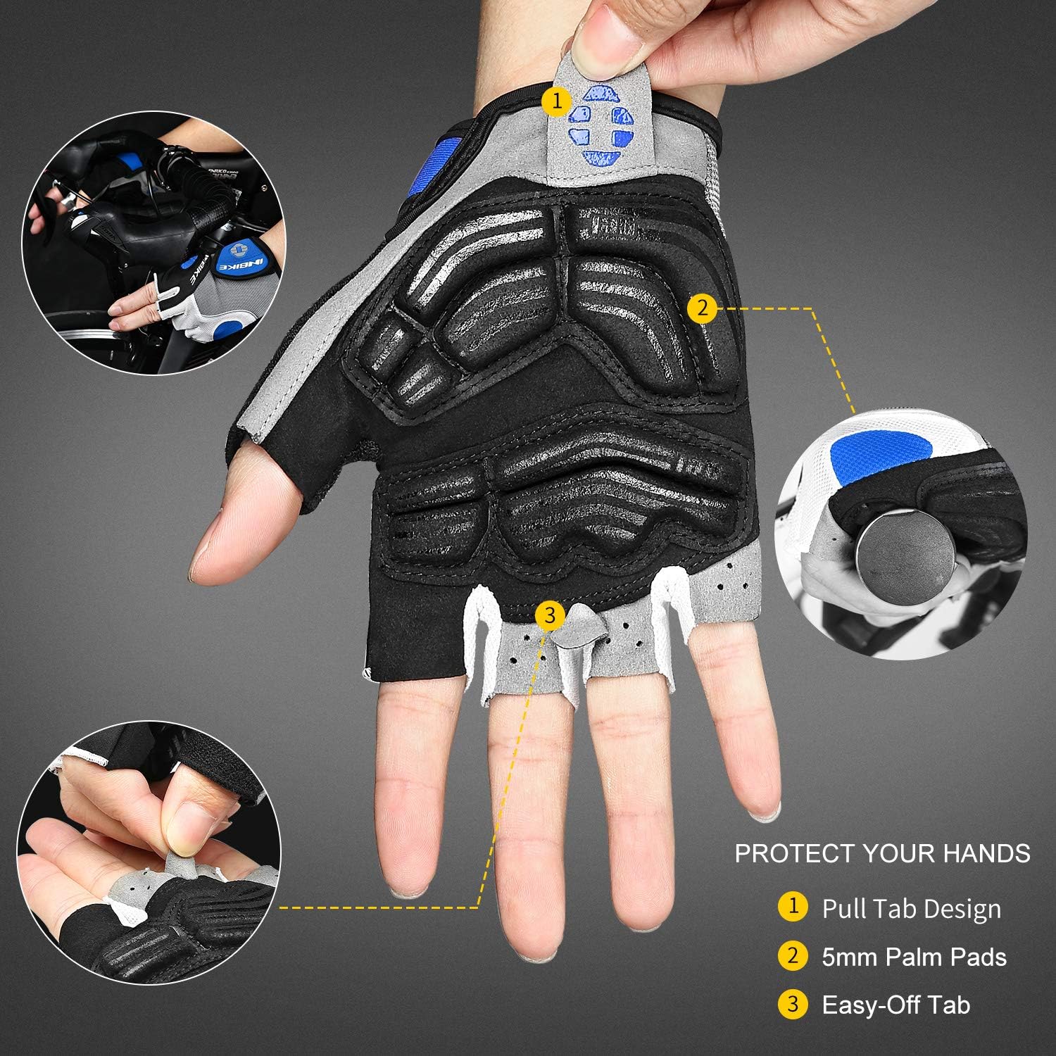 INBIKE 5mm Padded Half Finger Bike Bicycle Cycling Gloves
