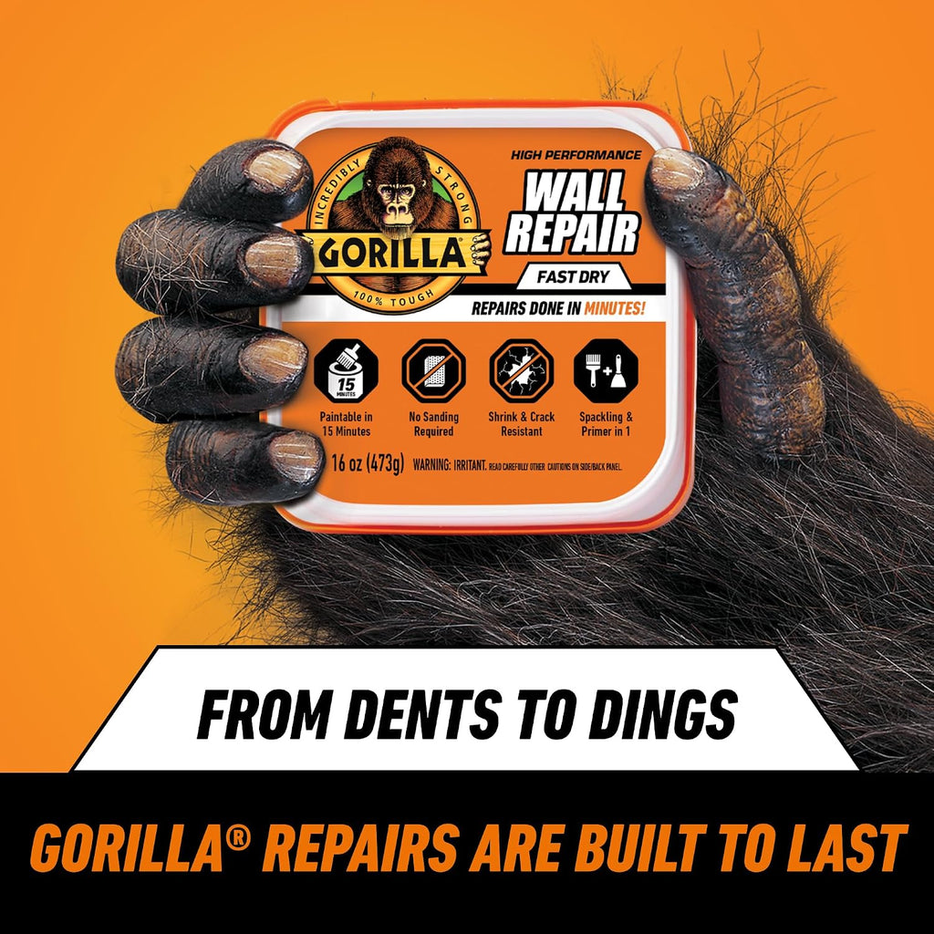 GORILLA Heavy Duty Fast Drying Wall Repair Spackling & Primer, 16 fl oz