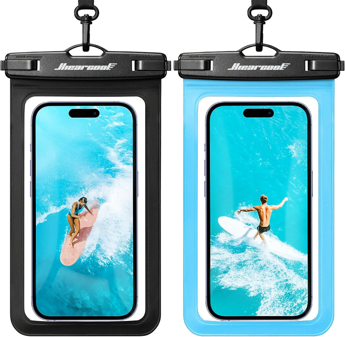 Hiearcool Waterproof Phone Pouch, Waterproof Phone Case, Black&Blue 2-Pack