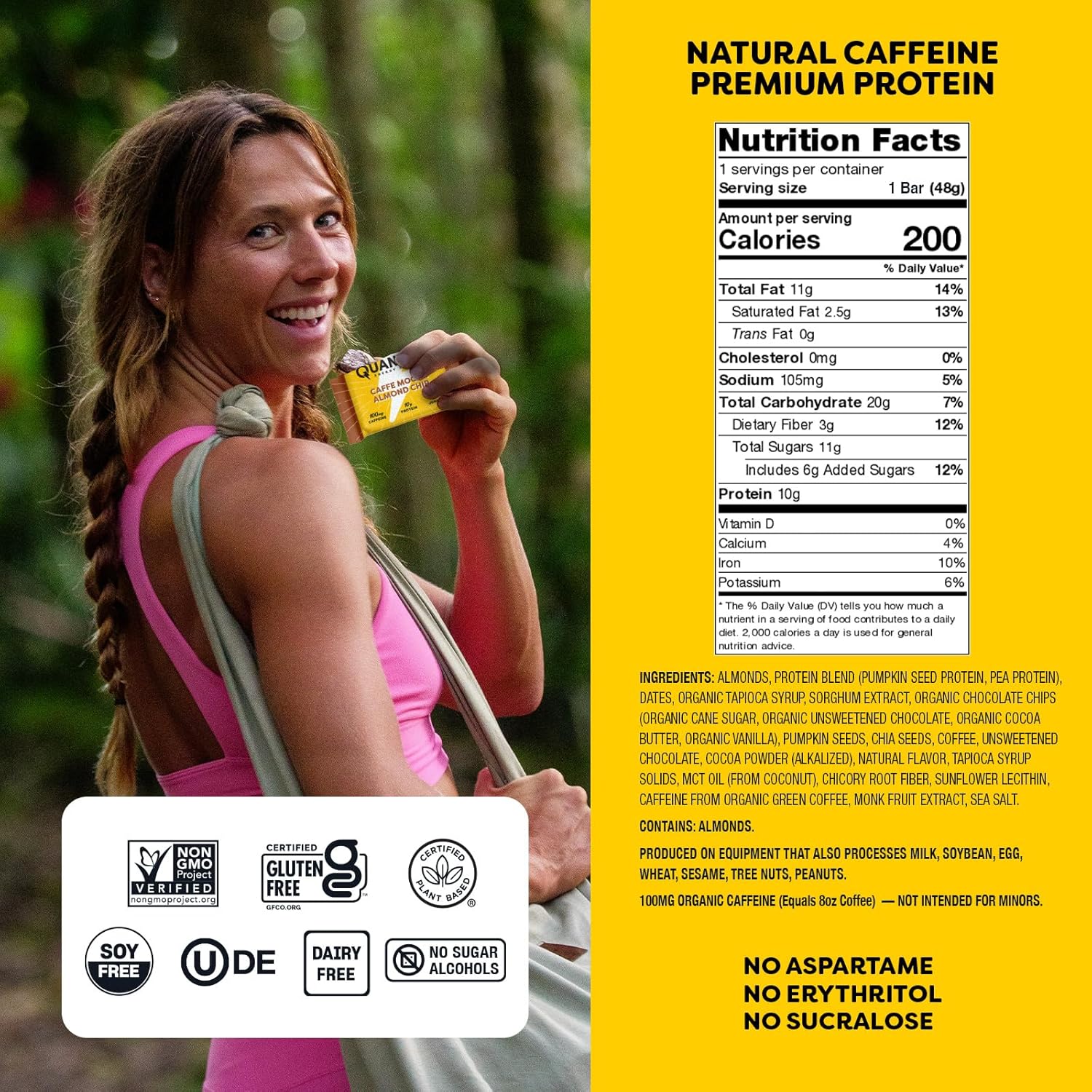 QES Energy Bar, Caffe Mocha, Caffeine, 10g Protein, Gluten Free, Vegan