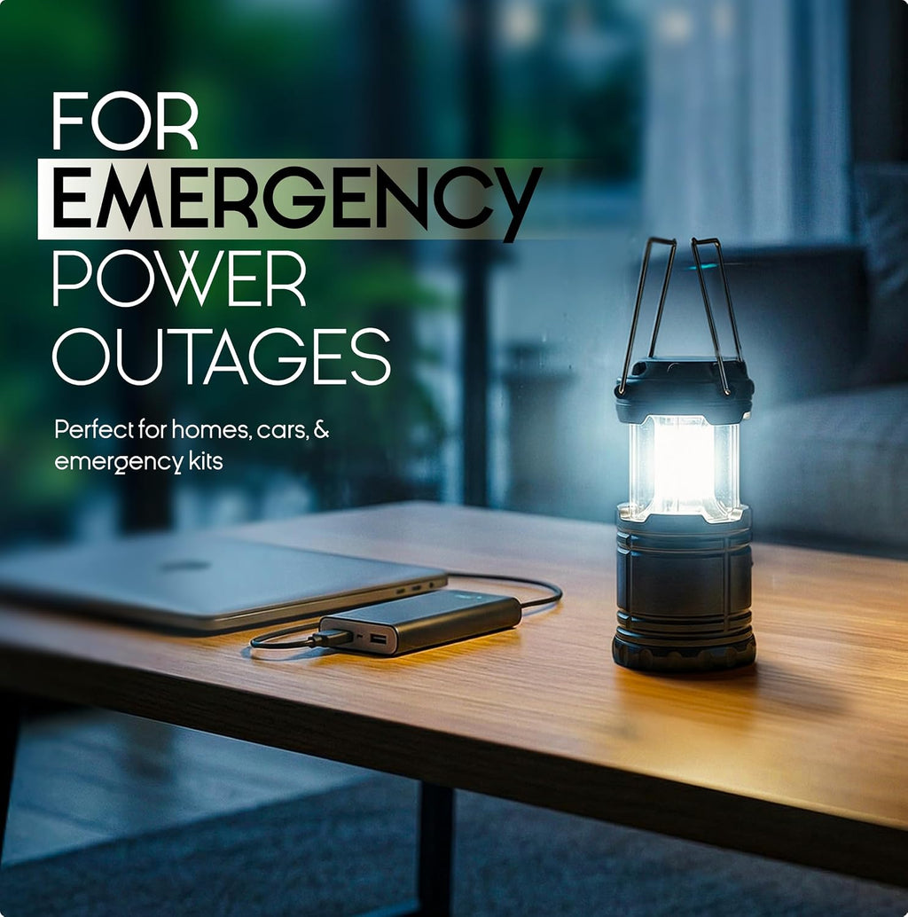MalloMe LED Camping Lantern, Battery Powered Lanterns for Power Outages, Portable Hanging Collapsible Camping Lights for Outdoor, Home, Emergency, Hurricane Lamp Survival Outage Light 3 x AAA Operated