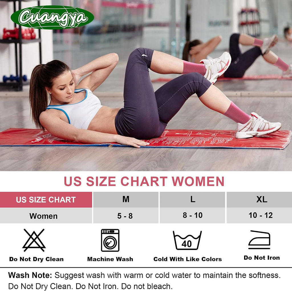 cuangya Women Crew Socks Athletic Cushioned Running Hiking 3-5 Pairs