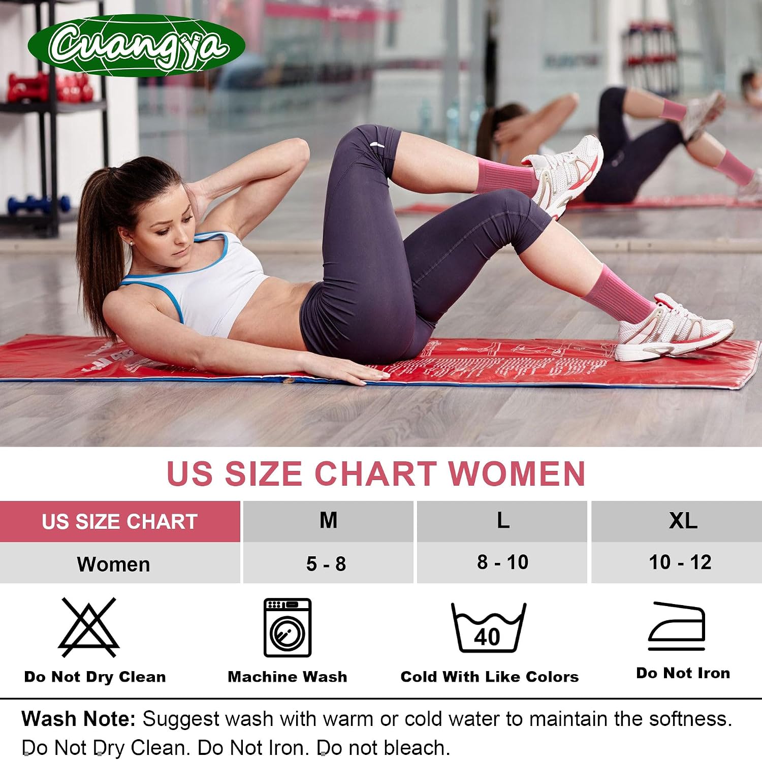cuangya Women Crew Socks Athletic Cushioned Running Hiking 3-5 Pairs