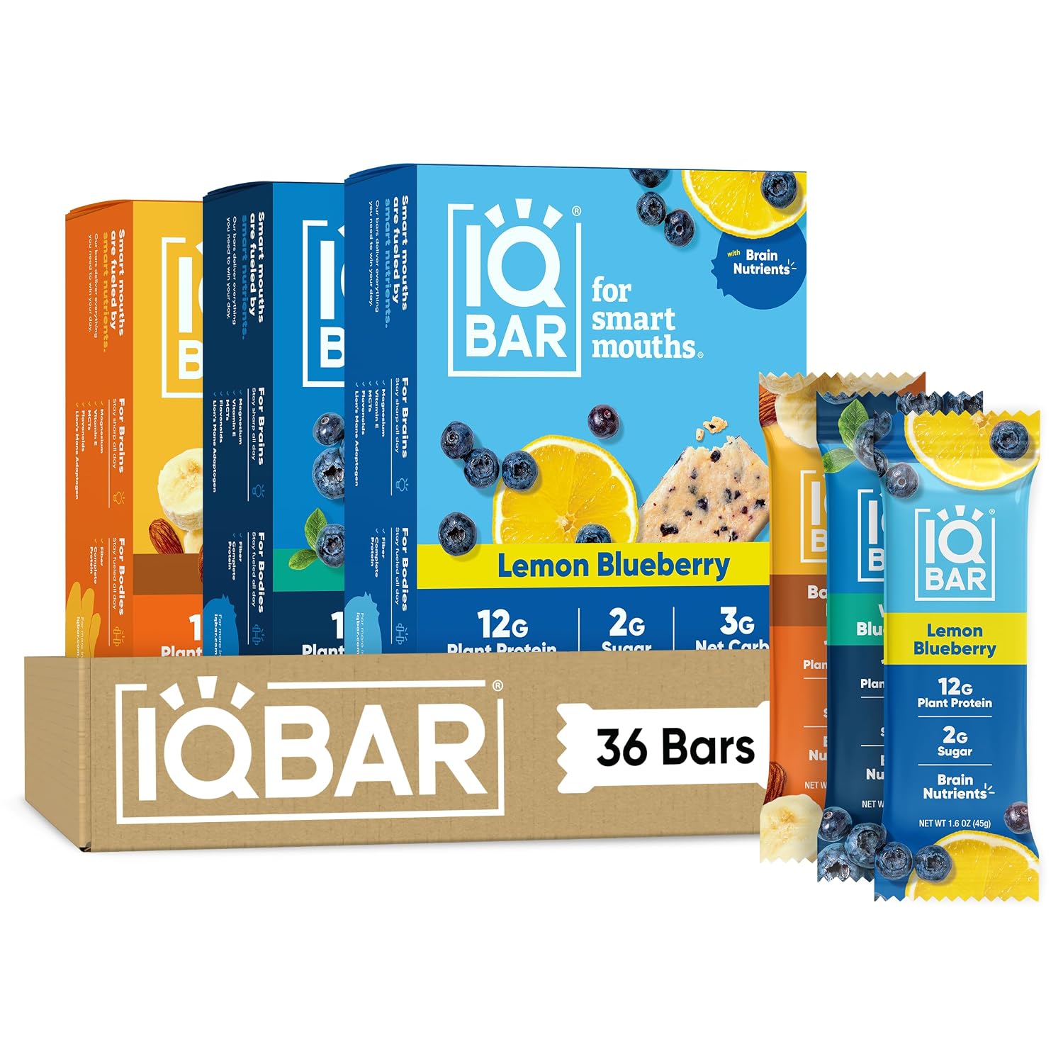 IQBAR Clean Protein Bars, Low Sugar Keto, Fruit Variety Pack 36-Count
